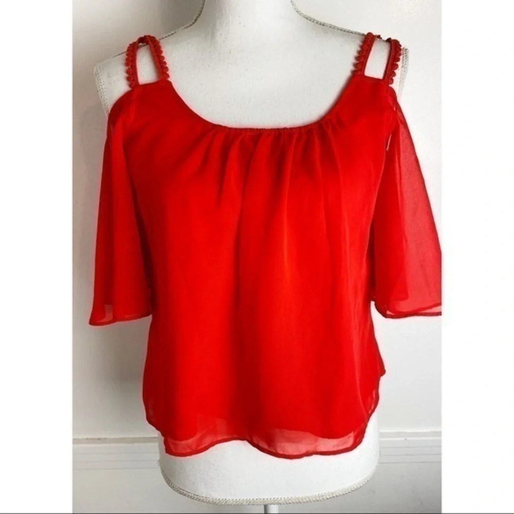 Lovers + Friends • Red Cold Shoulder Blouse